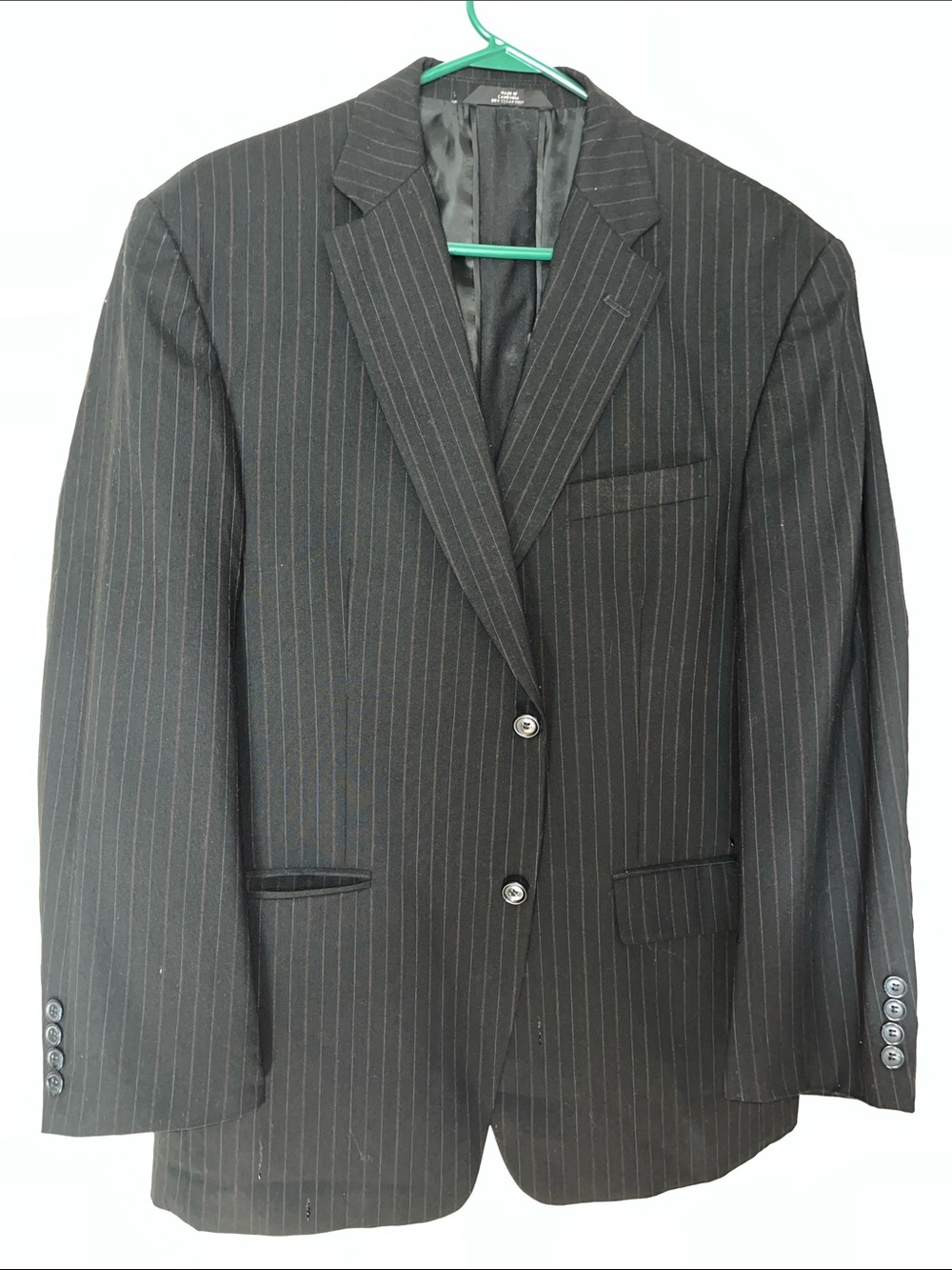 Haggar Men's Black Pinstripe Two-Button Blazer 42R